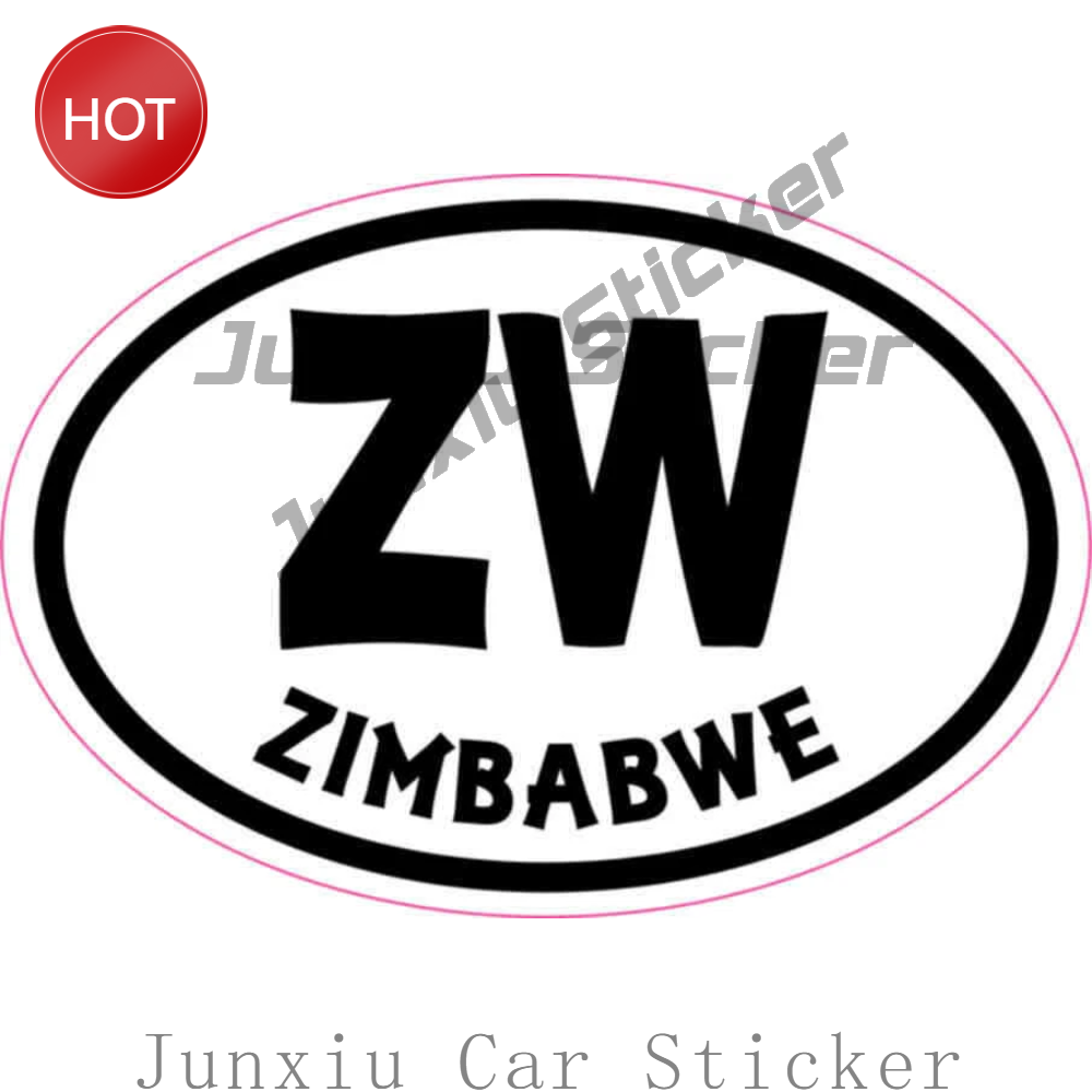 Car Accessories Zimbabwe - Ovale ZW Zimbabwe vinyl autosticker, opvallende