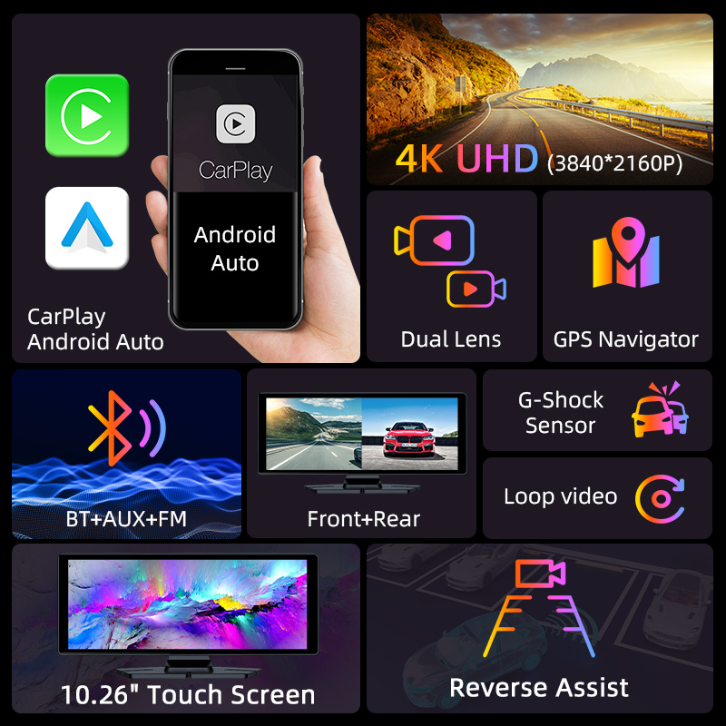 10,26 inch 4K Dashcam 360 °    - Car Dash Cam recensie en prijs